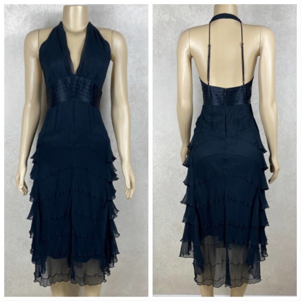 MaxAzria Collection Silk Ruffle Evening Dress - Picture 2 of 6